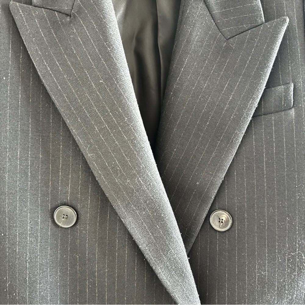 ZARA Pinstriped Double Breasted Blazer Medium - Picture 4 of 5